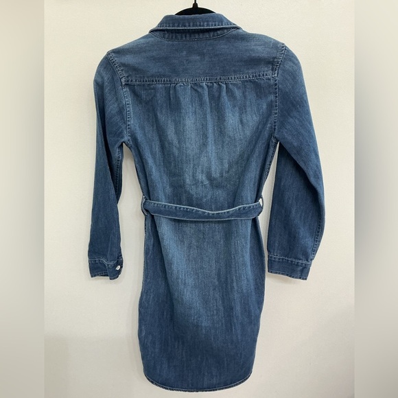 Old Navy Long Sleeve Belted Denim Dress Girls Sz 10/12 - Picture 2 of 4